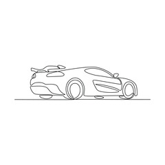 Obraz premium One continuous line drawing of Sports Car vector illustration. Sports Car theme design concept in simple linear continuous line style. Great design for business purpose and community event campaign