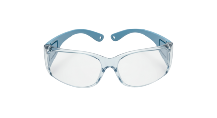 Clear safety glasses isolated on transparent background, protective eyewear for construction and laboratory work PNG