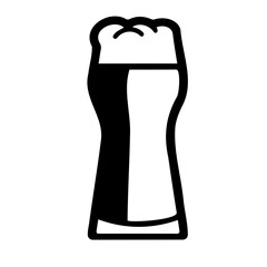 Illustration of a beer glass filled with a frothy beverage in black and white simple vector design