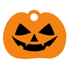 Orange pumpkin with black triangular eyes and a jagged smile for halloween decoration or celebration