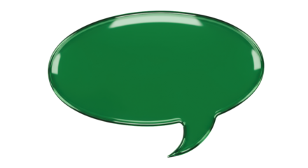 Shiny green speech bubble PNG isolated on transparent background, communication and message graphic element