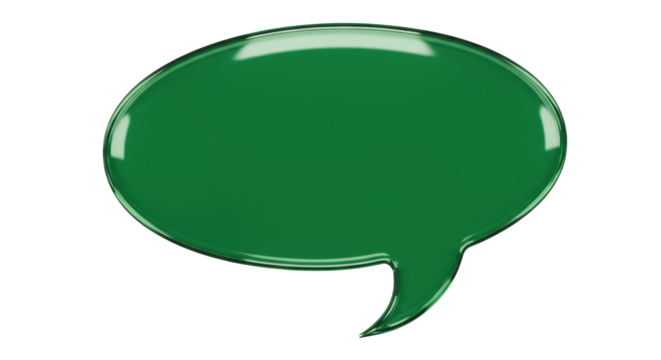 Shiny green speech bubble PNG isolated on transparent background, communication and message graphic element