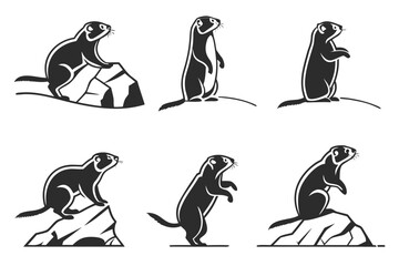 Fototapeta premium Alpine marmot themed minimalist icon set
