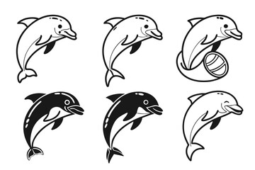 Naklejka premium Minimalist amazon river dolphin icon set