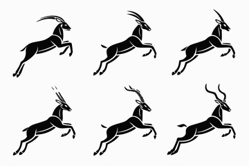 Fototapeta premium Minimalist antelope running icon set with four color options
