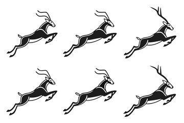 Obraz premium Minimalist antelope sprinting icon set