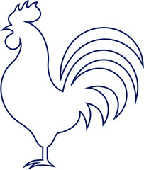 Rooster line vector isolated on white, elegant farm animal logo design perfect for organic labels and rustic branding.