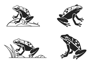 Obraz premium Minimalist blue poison dart frog icon set