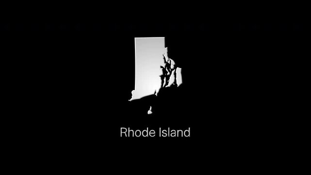 Illuminated transformation of rhode island map outline with glowing effect