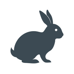 Simple Rabbit or Bunny Silhouette Vector Icon Dark Gray
