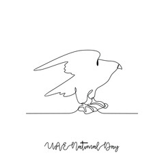 One continuous line drawing of UAE National Day vector illustration. UAE National Day theme design concept in simple linear continuous line style. Great design for national holiday campaign