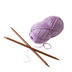 Ball of yarn and knitting needles isolated PNG with Transparent Background