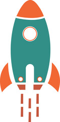 Black rocket ship icon with exhaust symbolizing launch space travel business startup and rapid progress