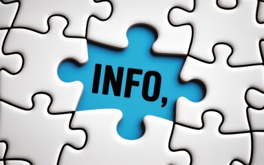 Fototapeta premium Unveiling Essential Information A Puzzle Piece Highlighting Key Data and Knowledge Discovery on a Blue Background
