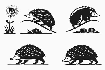 Minimalist desert hedgehog icon set