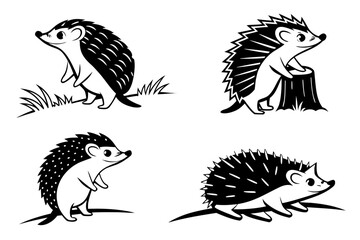 Minimalist desert hedgehog icon set for design projects