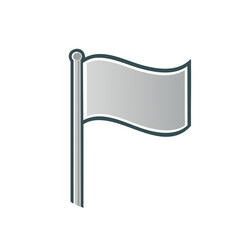 Obraz premium Grayscale waving flag icon with flagpole, simple modern vector illustration graphic design element