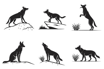 Minimalist dingo and outback icons set