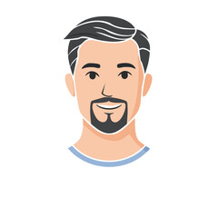 Obraz premium Modern man's stylized portrait illustration with a dark beard and hair vector graphics design character