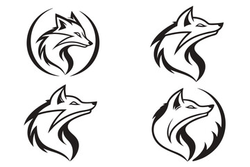 Abstract minimalist fox head icon set in vibrant colors