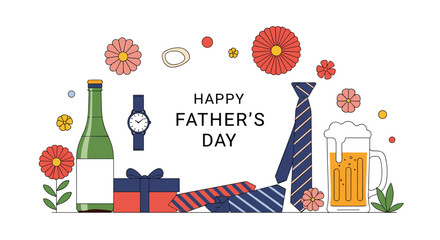 Happy fathers day with gifts and treats for dad.