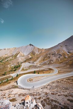 cycling on mountain road, col de l'Izoard in french alp