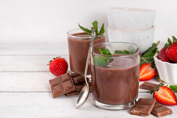 Homemade chocolate pudding dessert