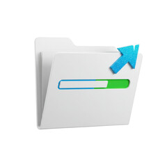 File folder uploading with progress bar and arrow isolated PNG with Transparent Background