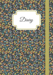 Diary or notebook for your secret thoughts with a binder and colorful feathers, usable for websites, cards, brochures. Adjustable title