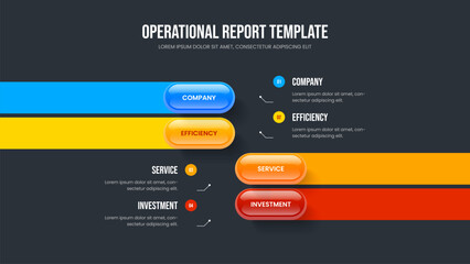 Marketing Forecast 4 Element Infographic Slideshow Design. Business Portfolio Four Option Diagram Presentation Template. Professional Launch Frame Layout Vector Illustration.