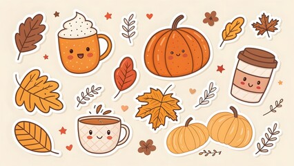 set of autumn elements