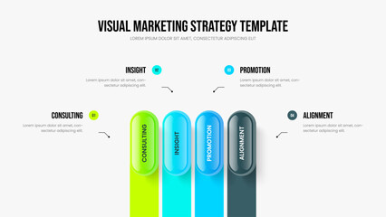 Product Innovation Frame Template Vector Illustration. Financial Launch 4 Element Infographic Slide Design. Enterprise Analysis Four Step Diagram Slideshow Layout.