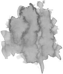 Black ink watercolor texture isolated on white background