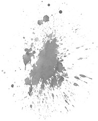 Black ink watercolor texture isolated on white background