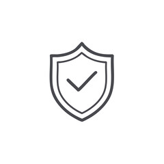 Simple hand-drawn shield with checkmark icon for security and protection