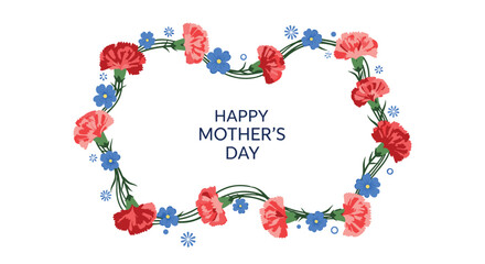Happy mothers day floral wreath greeting card.