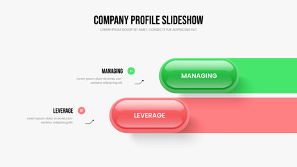 Consulting Planning 2 Step Infographic Slideshow Template. Marketing Forecast Two Option Diagram Presentation Design. Product Solution Slide Layout Vector Illustration.