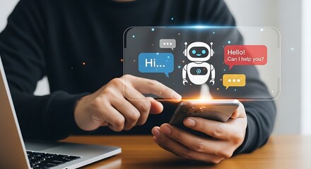 businessman pressing virtual button