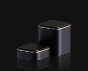 3D Black Display Stand Podium for Product Presentation and Background