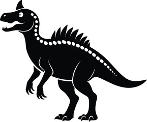 Black Silhouette of a Cartoon Dinosaur with Spikes and Dots prehistoric ancient vector illustration EPS file download.
