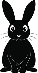 Black cartoon rabbit with large ears and white eyes on white background bunny animal vector illustration EPS file download.
