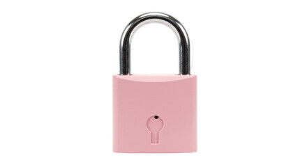 Fototapeta premium Pink padlock isolated on transparent background, security and protection concept in PNG format, love lock for Valentine s Day