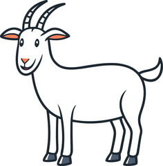 Cartoon White Goat with Orange Accents Standing goat, cartoon, animal, farm animal vector illustration EPS file download.
