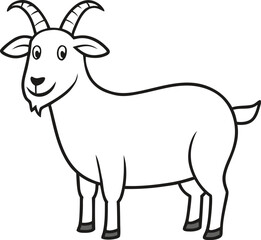 Cartoon Outline of a White Goat Standing goat, cartoon, outline, animal, farm animal vector illustration EPS file download.
