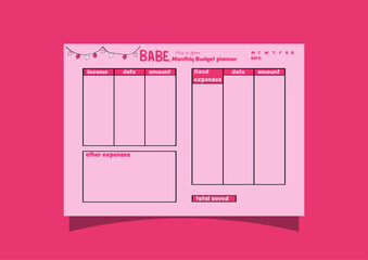 pink girly aesthetic budget planner