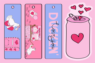 cute Valentine's Day funfair bookmarks 
