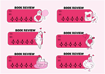 hot pink V-Day ducks book review stickers