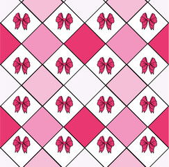  diamond pattern with ribbon bows