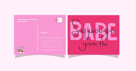 hot pink Valentine's Day postcard 