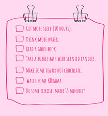 memo note self-care checklist 